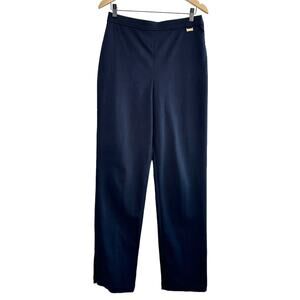 St John Sport High Rise Ankle Zip Pant Women 8 Navy Blue‎ Stretch Cotton Trouser
